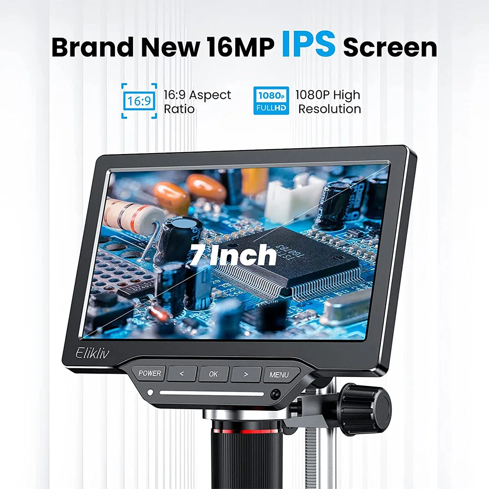 Imagem -03 - Elikliv Edm201 Pro Microscópio Digital Hdmi 10 Stand Display Ips 1300x Eletrônica de Solda