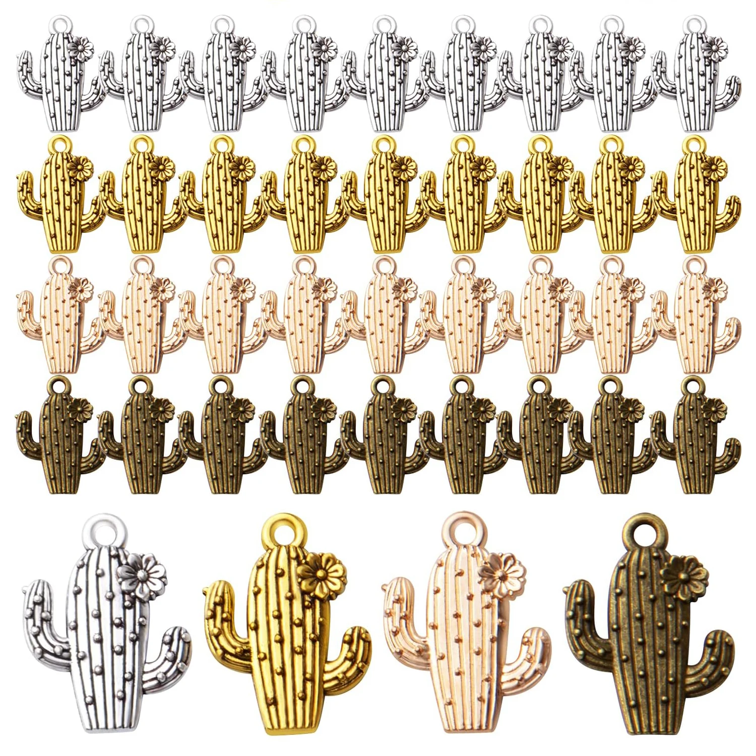 

40pcs Cactus Flower Charm Plant Charms Cactus Charm Pendants Craft Supplies for DIY Earring Necklace Bracelet Jewelry Making
