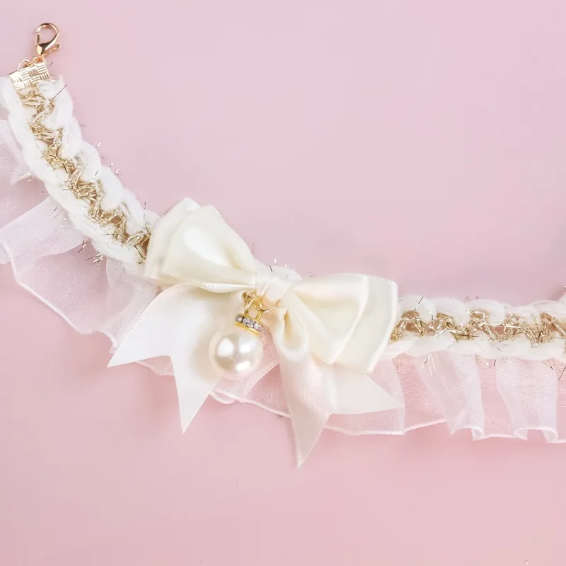 Pet Dog Cat Collar Cute Lace Bow Cat Collar Adjustable Cat Necklace Jewelry Sweet Neck Decorative Pet Accessories Pet Supplies