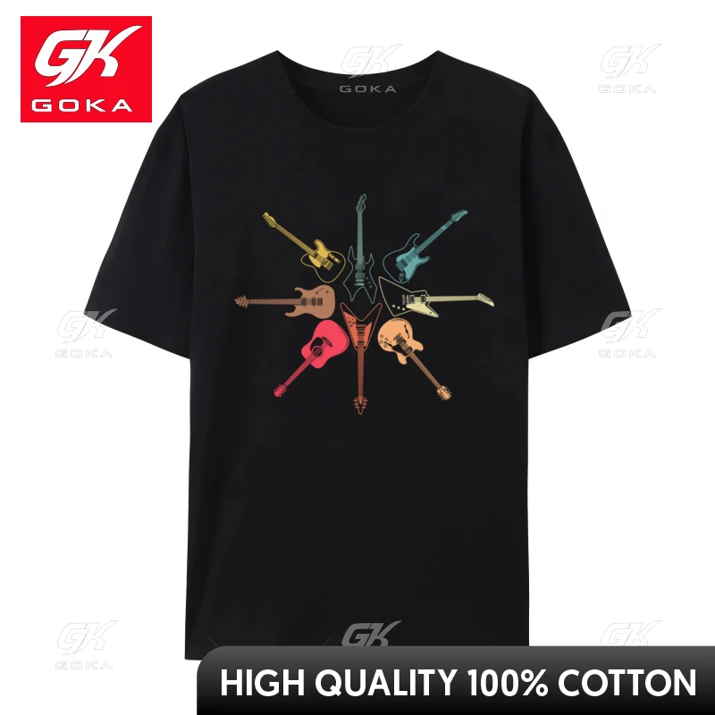 Cool Guitar for Men Women Vintage Guitar Lovers Guitarist T-Shirt Male Aesthetic Camisas Casual Tshirt Cotton Tees Tops Classic