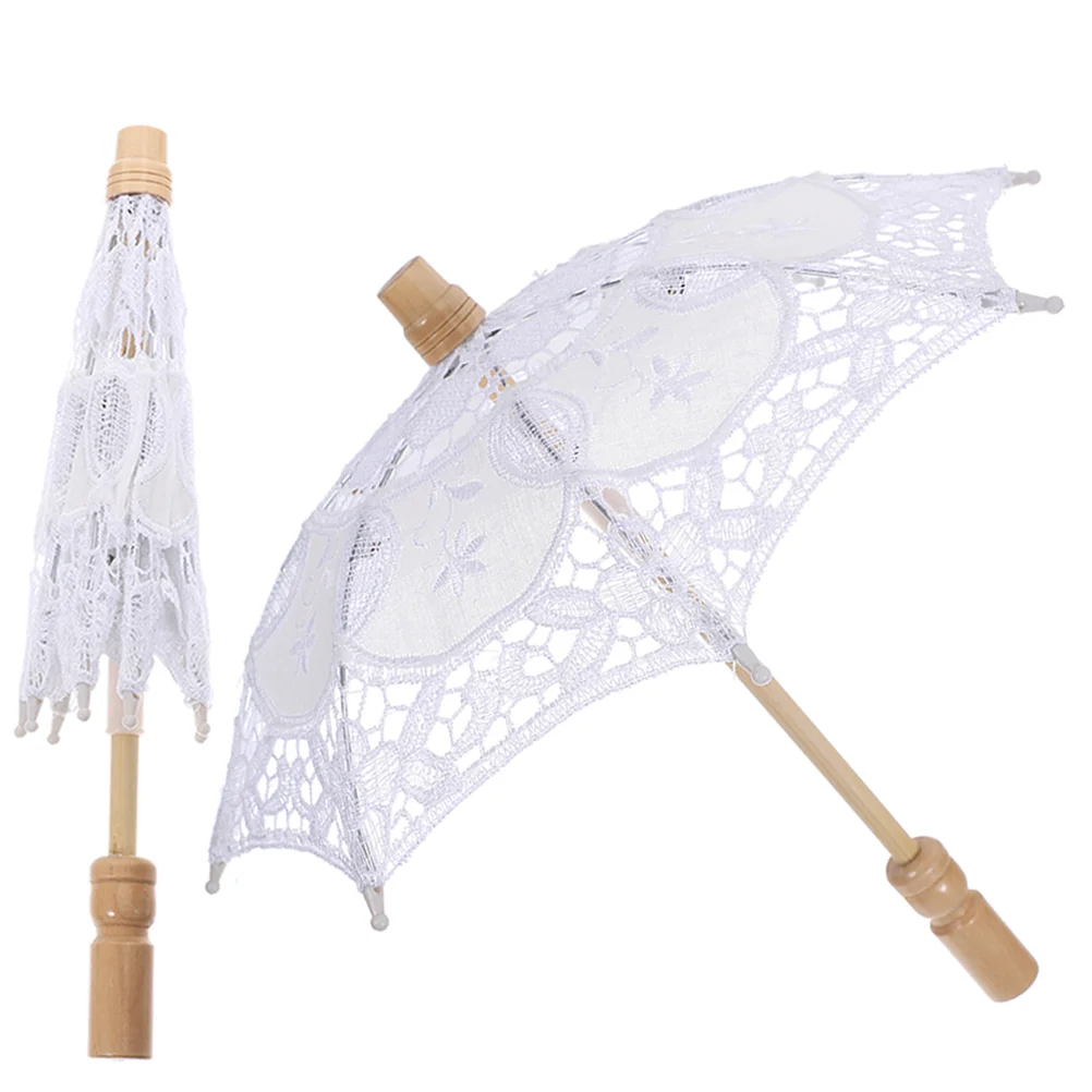 2 Pcs Prop Umbrella Mini Clear Cloth Party Purse Accessories Bridal Veil Parasol Lace Women's