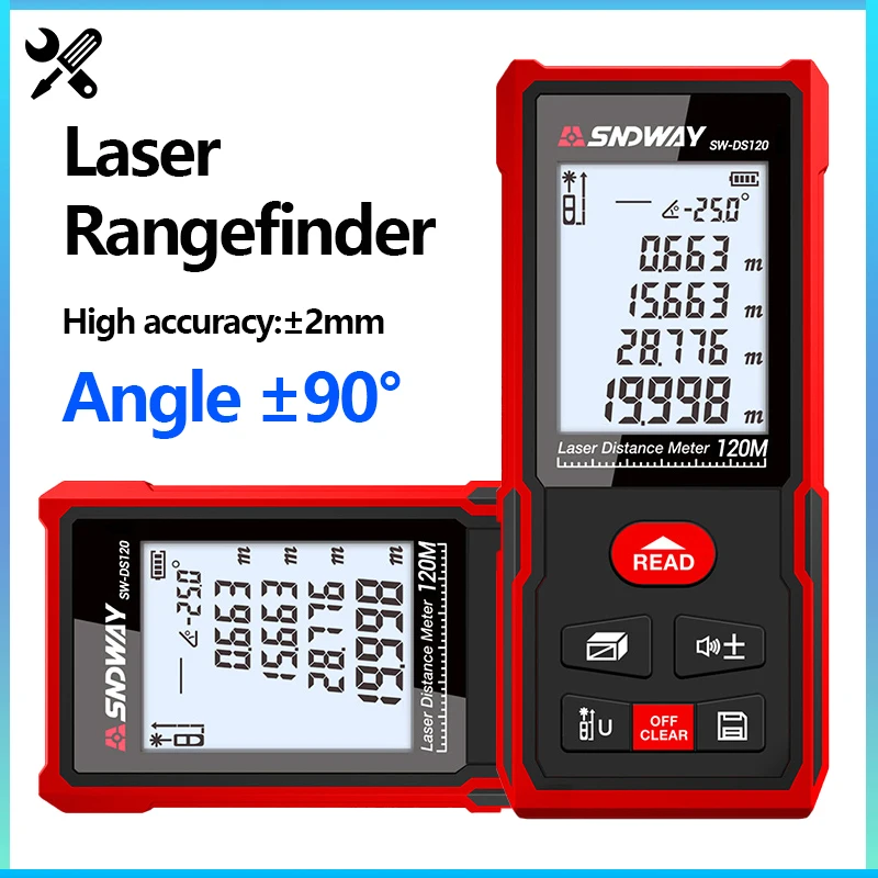 Laser Rangefinder 50/70/100/120m Laser Distance Meter Ruler Range Finder Tape Measure with Distance/Area/Volume/Self-calibration