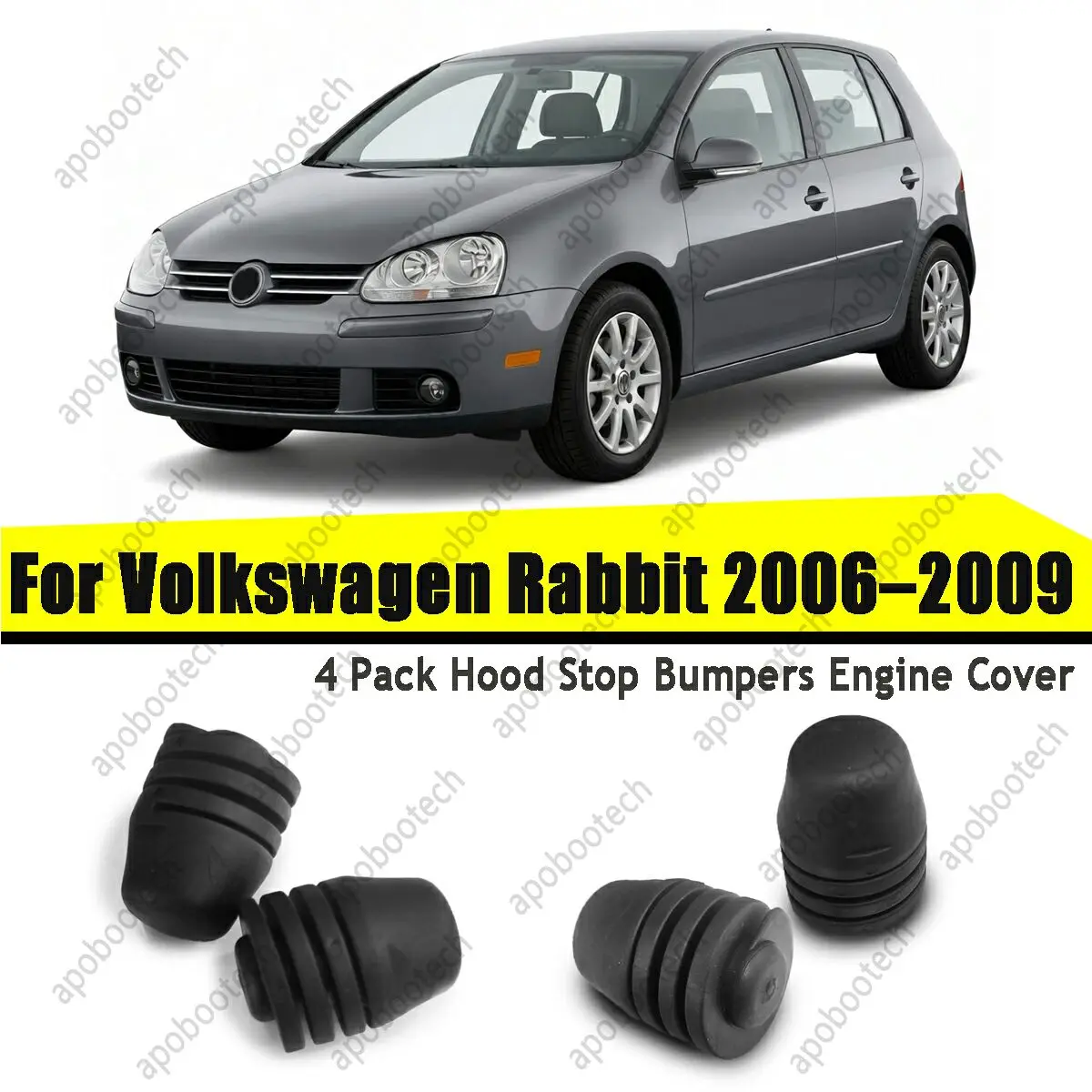 For Volkswagen Rabbit 2006–2009 4Pcs Car Engine Hood Tailgate Rubber Stop Mount Bush Buffer Cushion Replacement Accessory