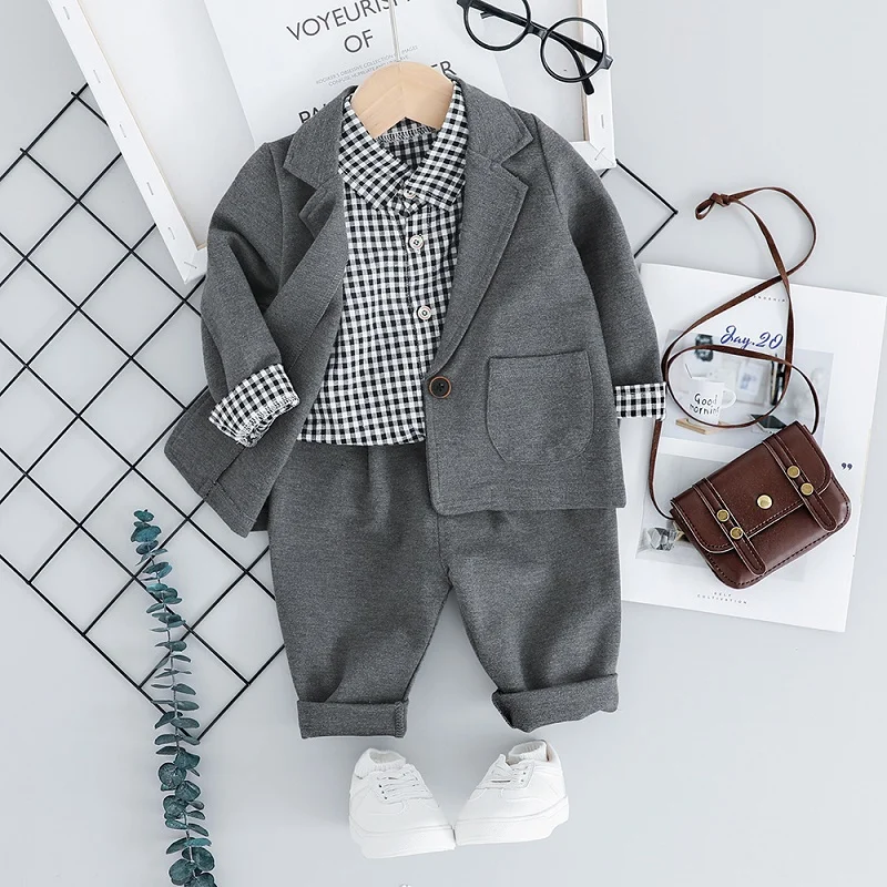 2023 new fashion children's wear baby chain vest gentleman suit boy's solid color vest Tie Shirt three piece formal evening dres