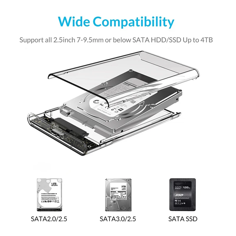 HHD Case Hard Disk Case 2.5 Inch SSD Case 5Gbps SATA to USB 3.0 HDD Enclosure Box UASP Mobile External Housing Hard Driver Box view 5