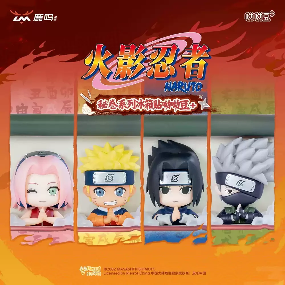 Original Naruto Secret Scroll Series Refrigerator Magnets Yo-Yo Bean Blind Box Peripheral Figurines Models Collect Toys Gifts