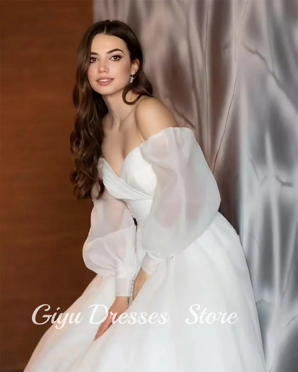 Giyu Modern A-line Abiti da sposa Sweetheart Sweep Train Manica lunga Abiti da sposa Plus Size Robe de mariage Personalizzato 2025