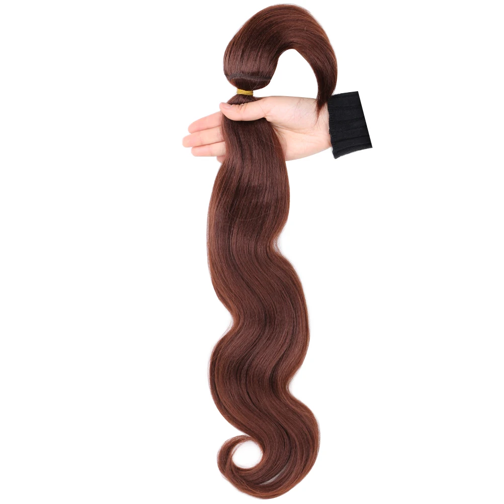 ボディ ウェーブ 人工毛織り 3 バンドル セール 18 インチ ジンジャー カラー 人工毛横糸