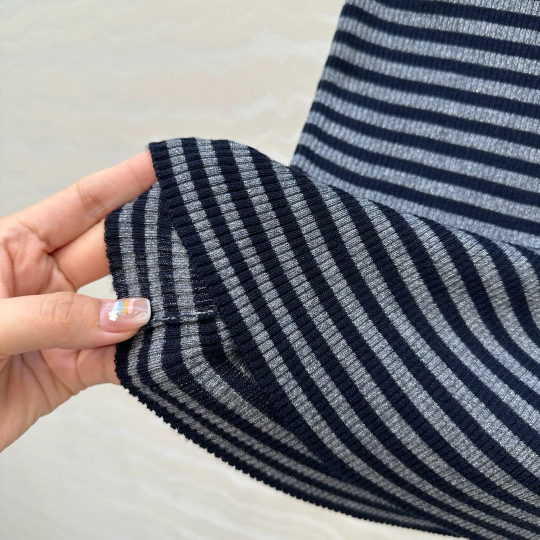 신축성 있는 니트 조끼 BC 스트라이프 울 카메라 캐주얼 편안한 슬림핏 H라인 여성용 여름 얇은 레귤러 길이