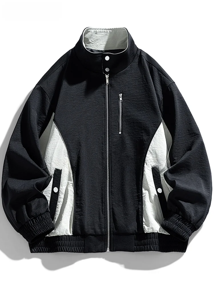 

Fashionable Stand Collar Men's Jacket Autumn 2025 New Large Size Retro Patchwork Cool Flight Jacket Loose Fit Urban Style Pol...