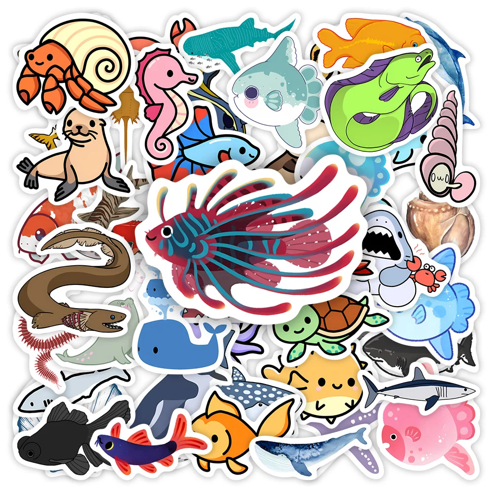 

Cartoon Ocean Animal Cute Kawaii DIY Gift Decal Sticker Pack Scrapbook Skateboard Album Diary Kids Children Waterproof Stickers