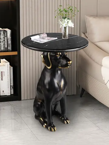 북유럽 스타일 만화 동물 조각 사이드 테이블, 창의적인 커피 테이블, 집 장식, 개 조각상 바닥 장식, 집들이 선물