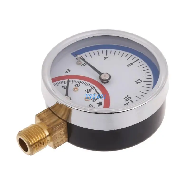 

E15A Thermal Pressure Gauge 0-16Bar 0-120℃ 1/4" NPT Dial Boiler Thermo-manometer