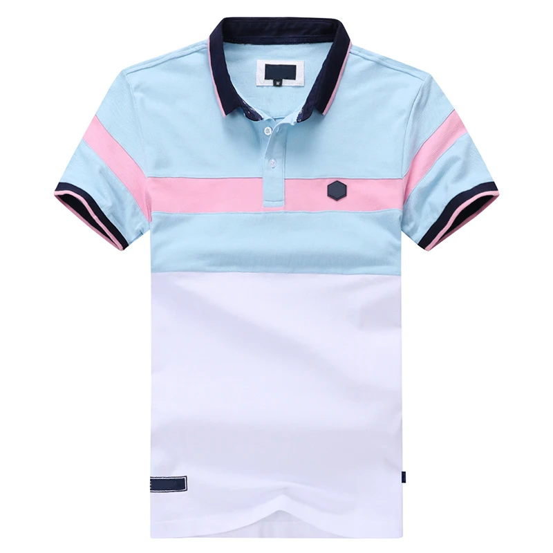 

Летнее мужское поло с коротким рукавом контрастных цветов Поло для гольфа Повседневная модная мужская поло 95% хлопок 5% спандекс Большой размер DE FRANCE