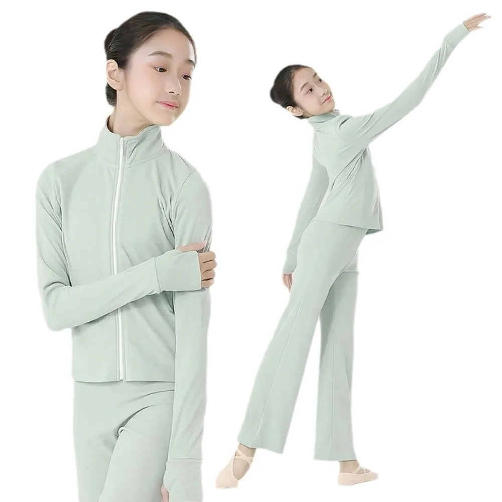 

Комплект для балетных тренировок для девочек: одежда для китайских танцев с длинным рукавом из дралона, осенне-зимний тренировочный костюм