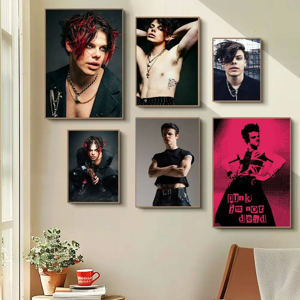 English Actor Singer Yungblud Anime Poster Waterproof Wall Art Sticker For Bar Living Room Vintage Room Decor Print Gift
