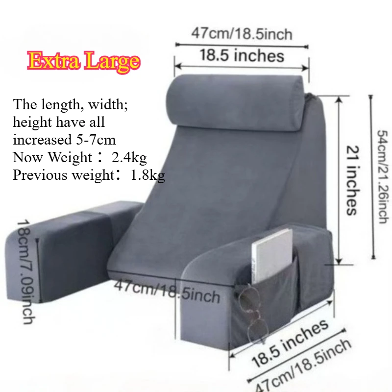 Large Reading Pillow Cushion Set with Armrests for Bed Sofa Floor Lumbar Support Pillow Reading Working Watching TV Phone Cojin