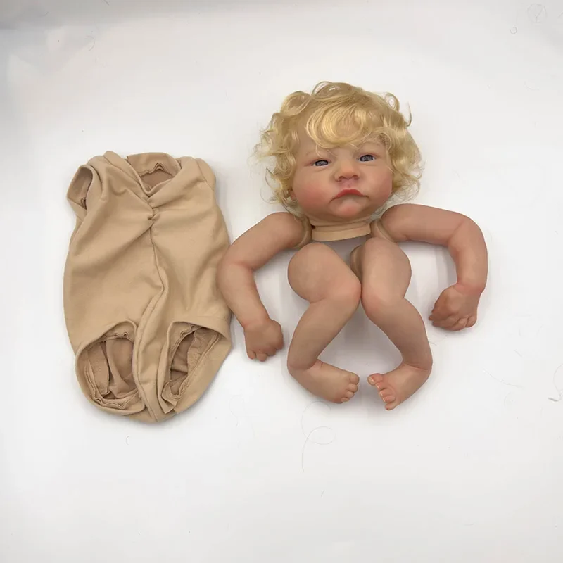 Kit de boneca reborn de 19 polegadas inacabado já pintado peças DIY com corpo e olhos de pano