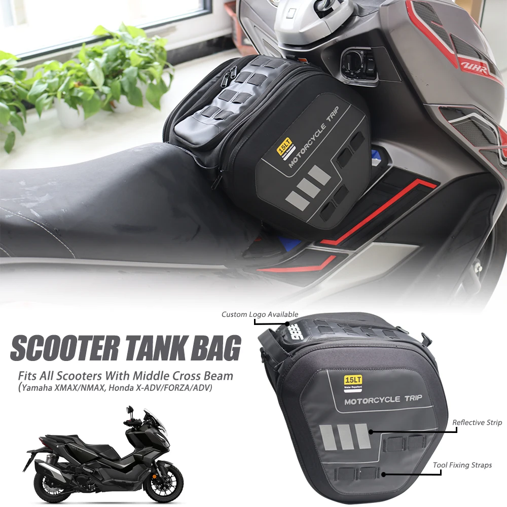 

Motorcycle Scooter Tunnel Tank Bag Hard Shell 15L Storage Pouch With Rain Cover Shoulder Strap For 150X 3686 368D368M 350D 552G