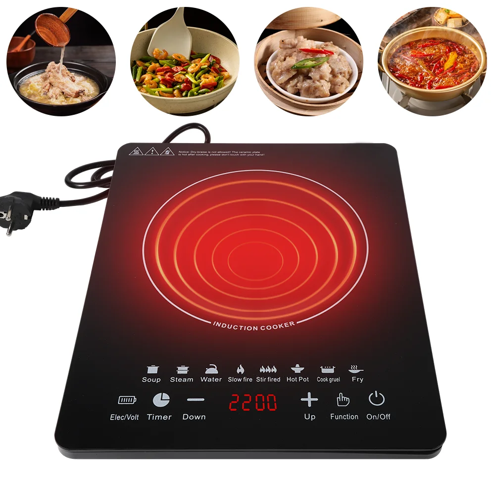 220V 2200W Induction cooktop Electric Magnetic Induction Cooker Hot Pot Furnace Cooking Stove Kitchen Hotpot Heater Cooktop