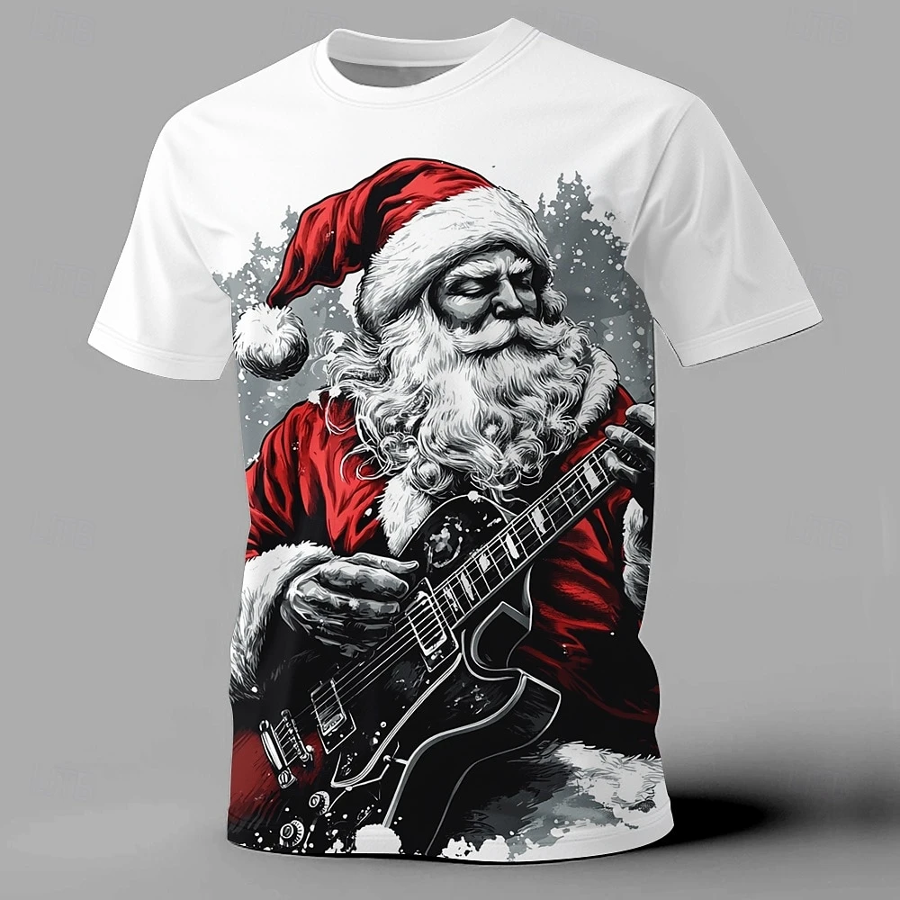 Christmas Men's T-Shirt Santa Claus 3d Print T-Shirt Funny Short Sleeve Tops Micro Elastic Breath Oversized T-Shirt Men Clothing