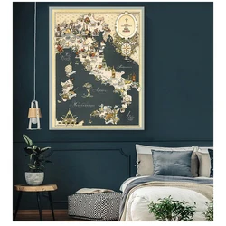 Adventure Maps Europe Retro Canvas Paintings Kraft Posters Wall Stickers Home Decor Family Gift 1949 Vintage Map of Italy Food