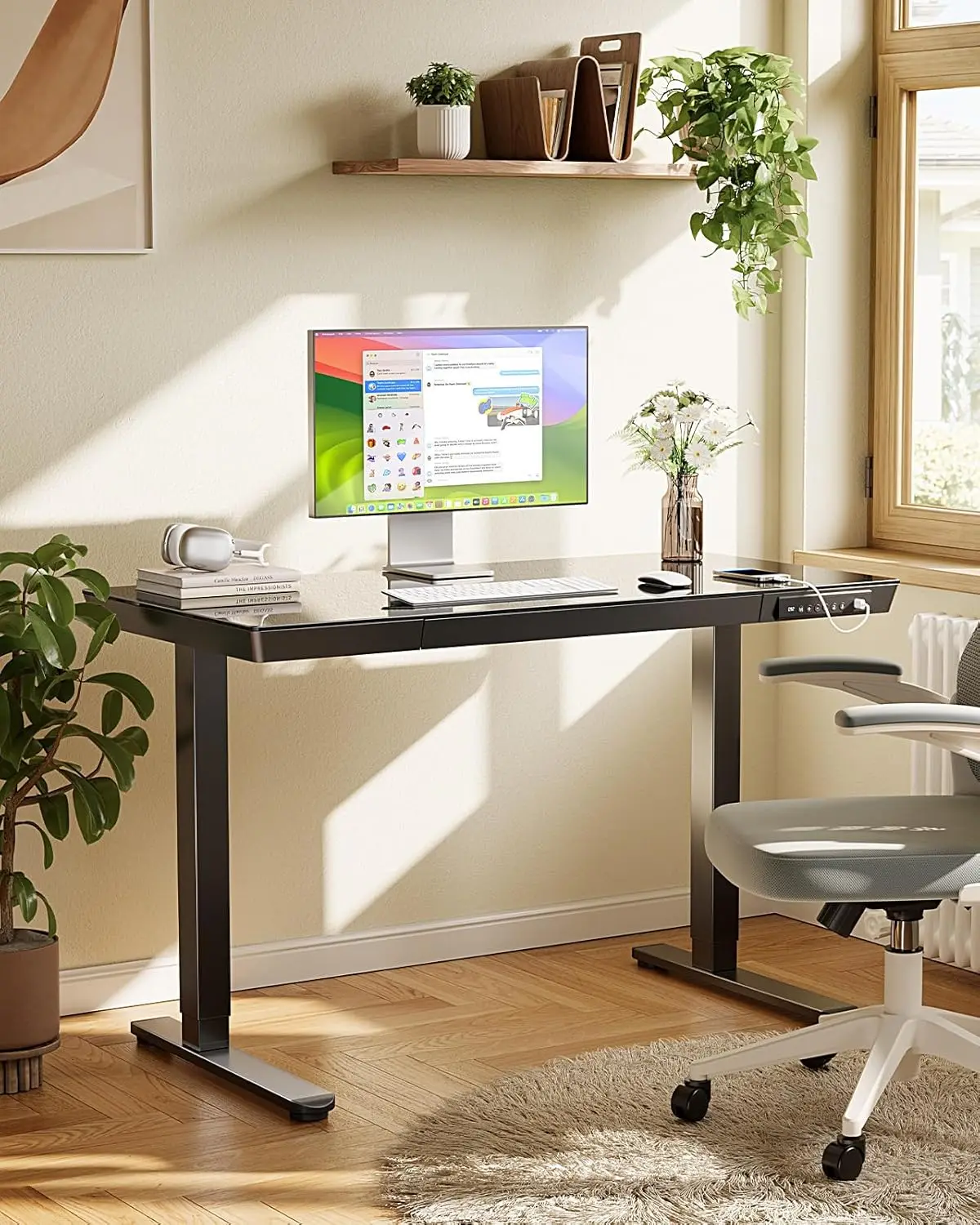 55 x 28 inch Electric Standing Desk, Height Adjustable Desk with One-Piece Tabletop & US