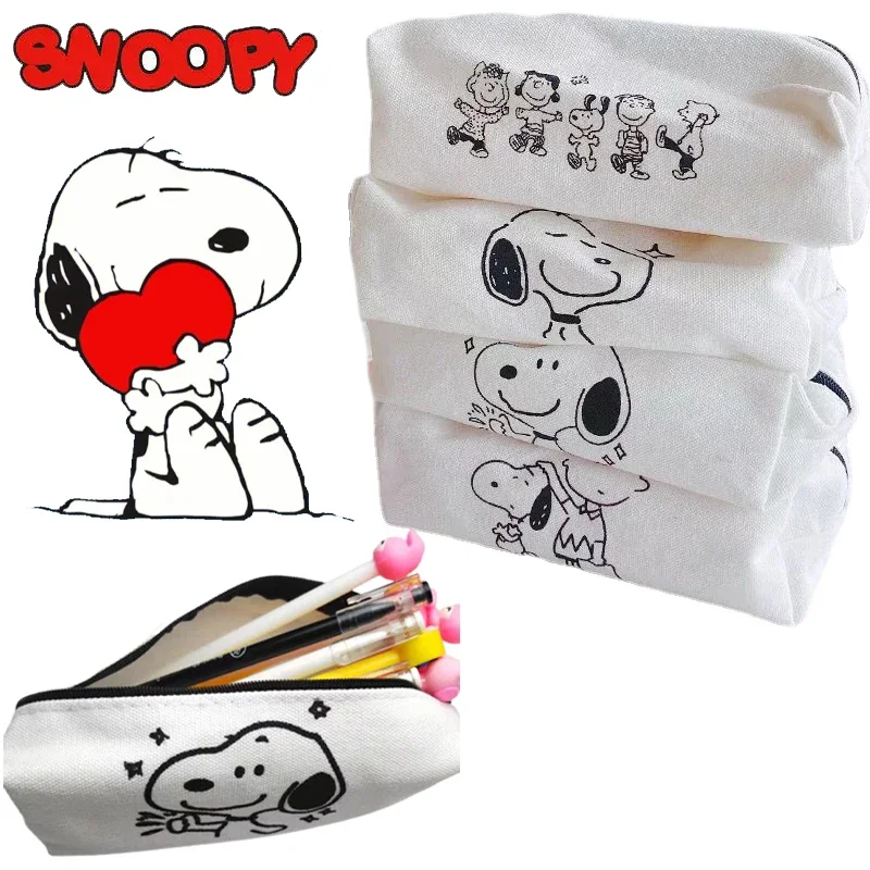 Snoopy Pencil Case Anime Kid Large Capacity Stationery Box School Students Supplies Cute Women Cosmetic Travel Storage Bag Gifts