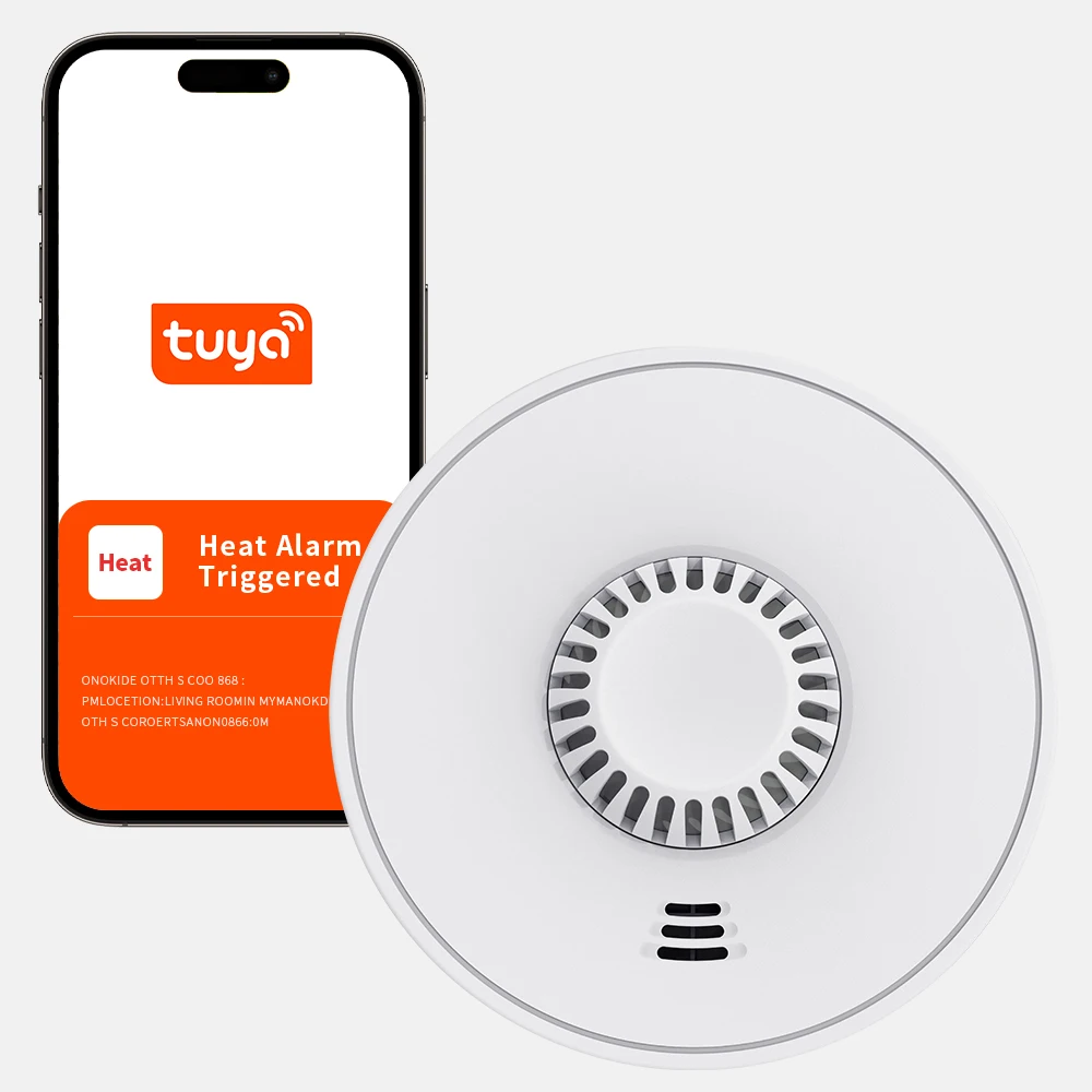 Wi-Fi Smart Heat Detector with Tuya App control, Tuya Smart Heat Alarm with Sealed 10-Year Li-Battery, BS 5446-2, VH01W