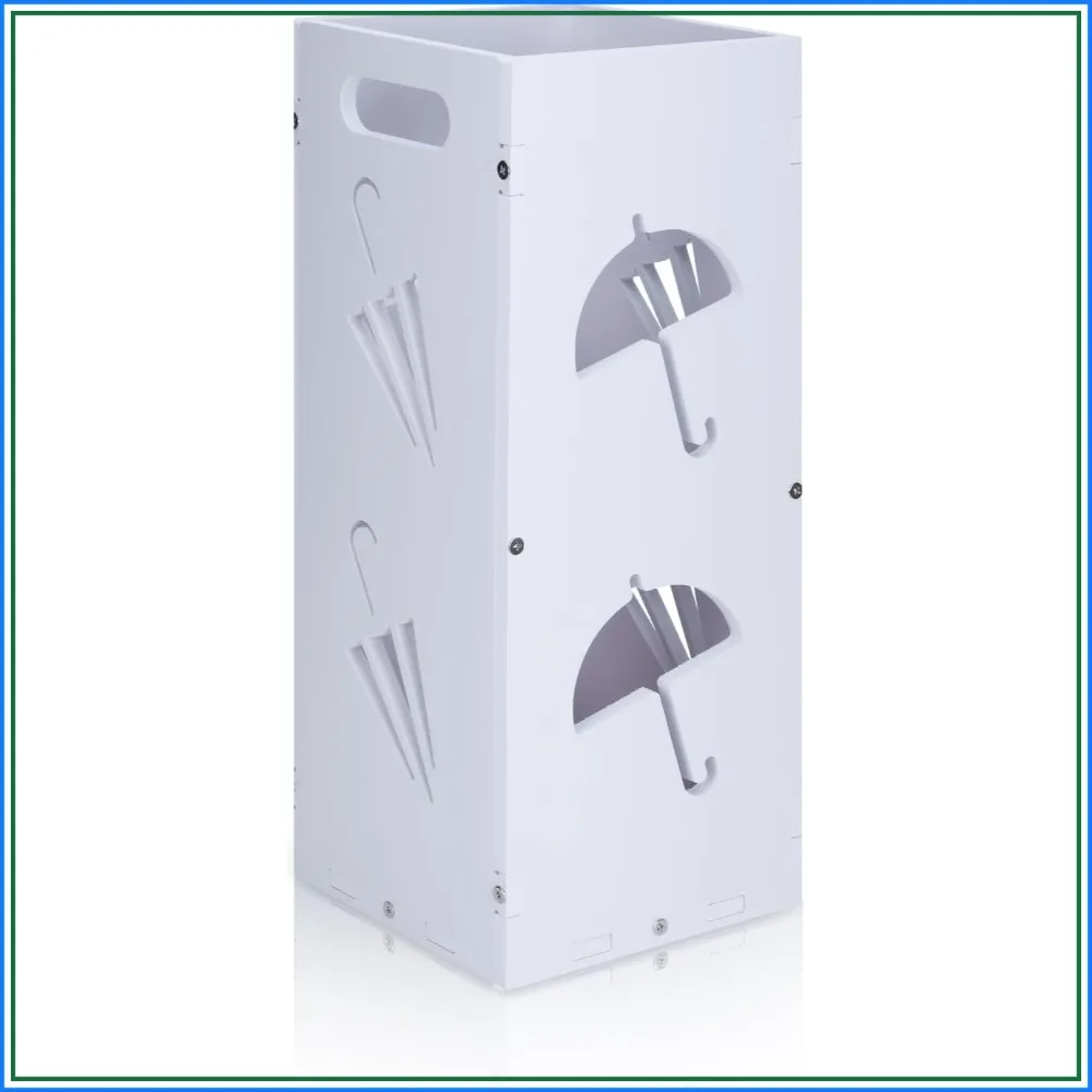 

White Square Umbrella Organizer, Freestanding Stand for Entryway, Home, Office, Hotel