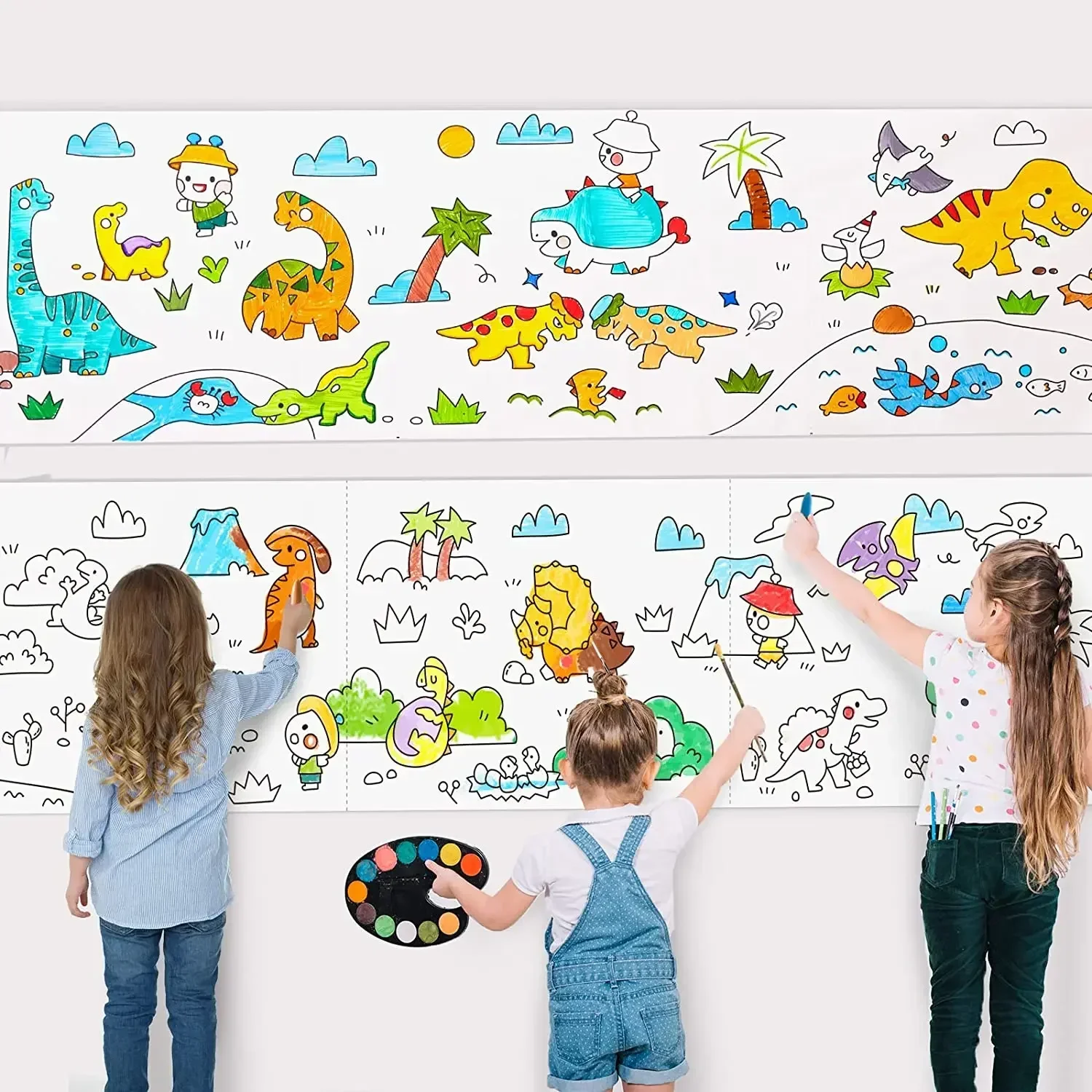 Ocean Animal Number Big Coloring Poster for Kids 30*90cm Children Coloring Drawing Paper Roll Early Educational