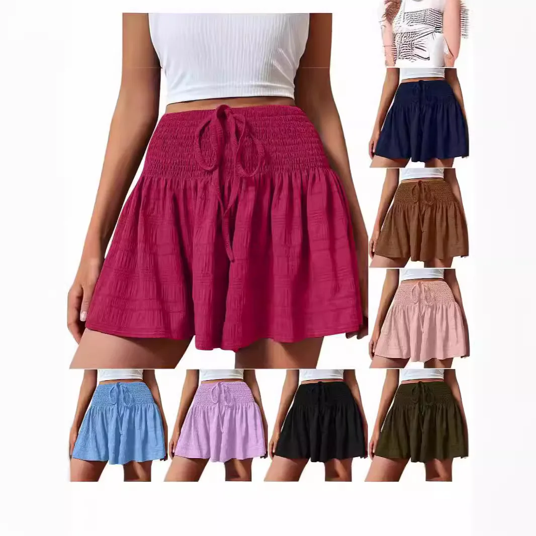 Women Summer Fashion Solid Color Drawstring Elastic Waist Loose Sports Casual Daily Shorts Cropped Breathable And Basic Shorts