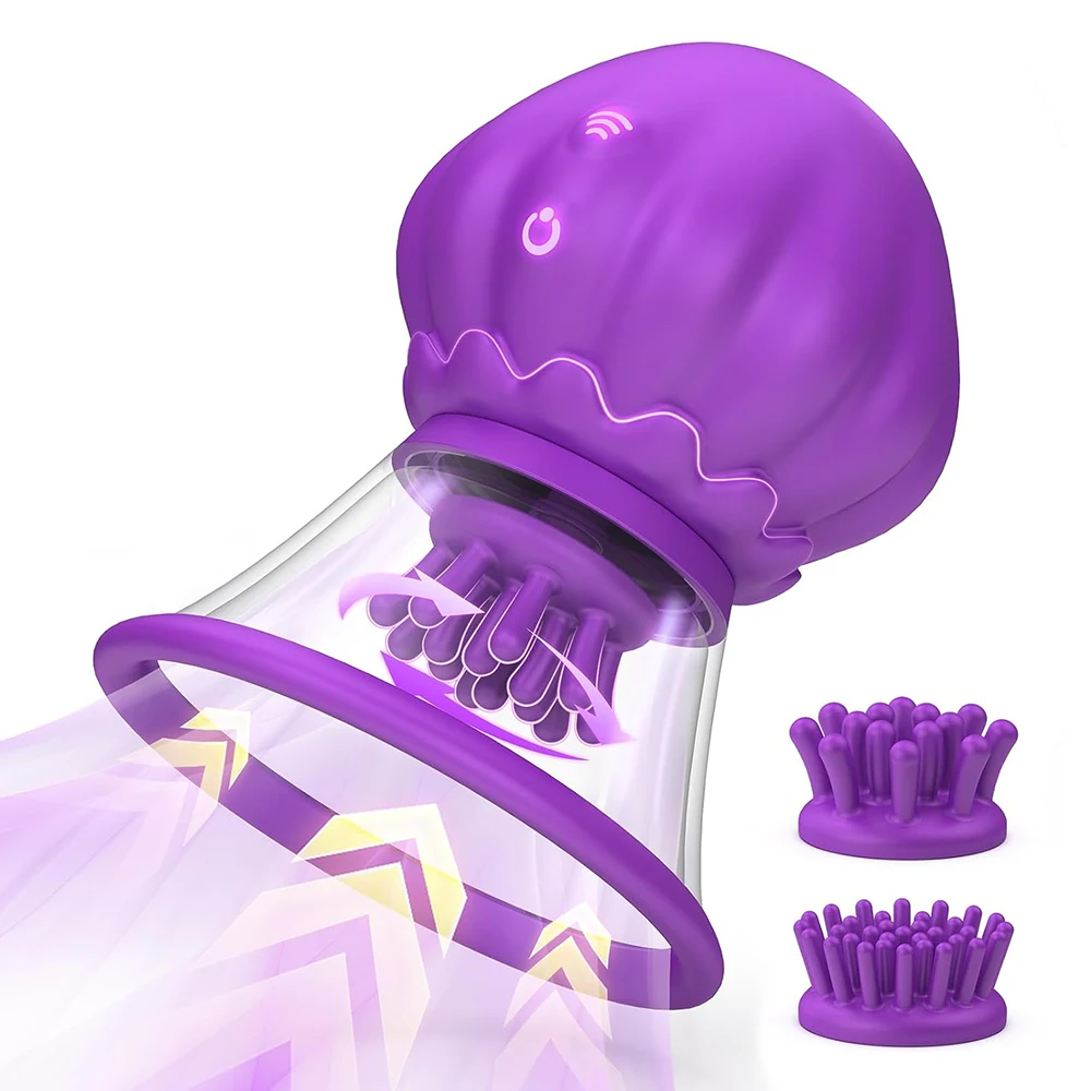 10 Rotations Nipple Toy Vibrator Jellyfish Suction Cup Powerful Sucking Function Detachable Nipple Vibrator Clitoris Stimulator