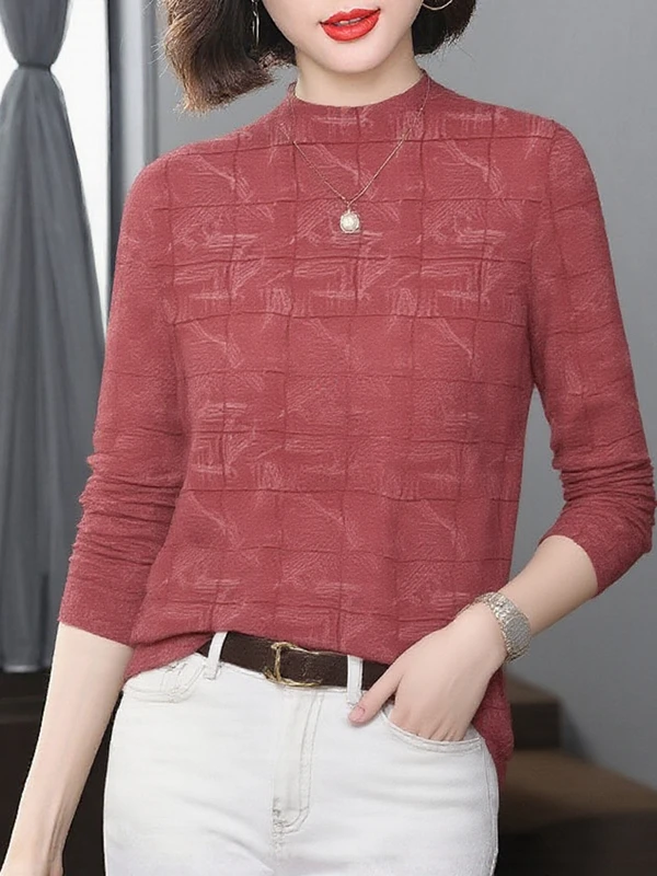 

Chic Fashionable Long Sleeve Half High Collar Base Shirt Women's plus Size Inner Wear Outerwear Autumn Clothes for Middle-Age...