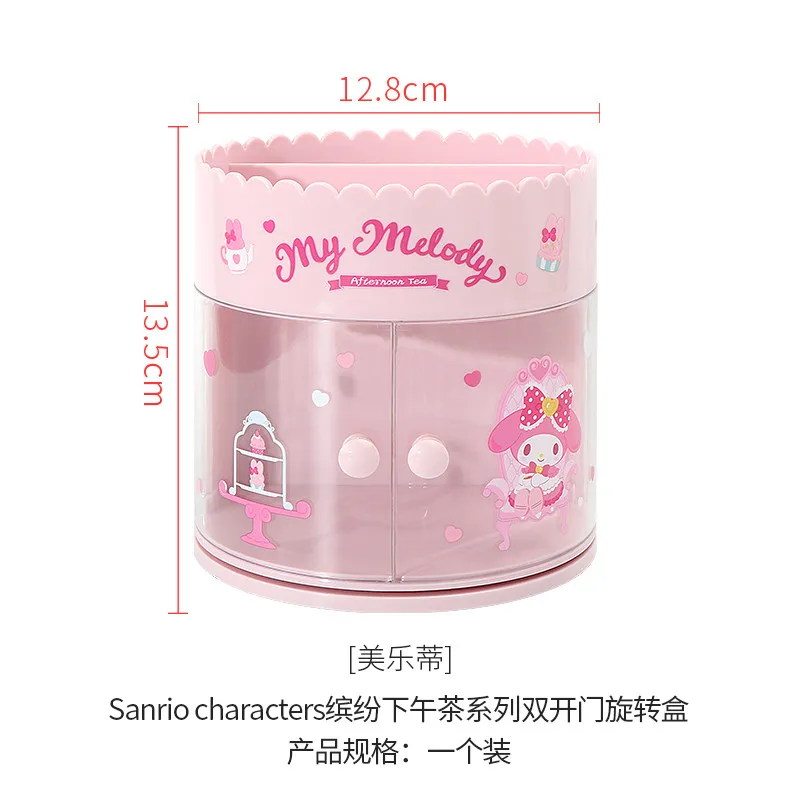 Sanrio My Melody Hellokitty Colorful Afternoon Tea Series Double Door Rotating Box Storage Box Organizing Box Storage Rack