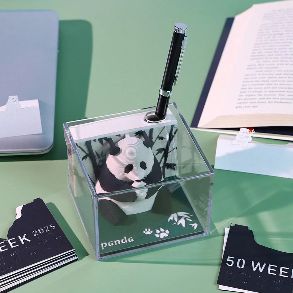 3D Block Paper Art Calendar 2025 Panda 3D Notepad Note Blocks 3D Memo Pad Kawaii Sticky Notes Christmas Birthday Gift