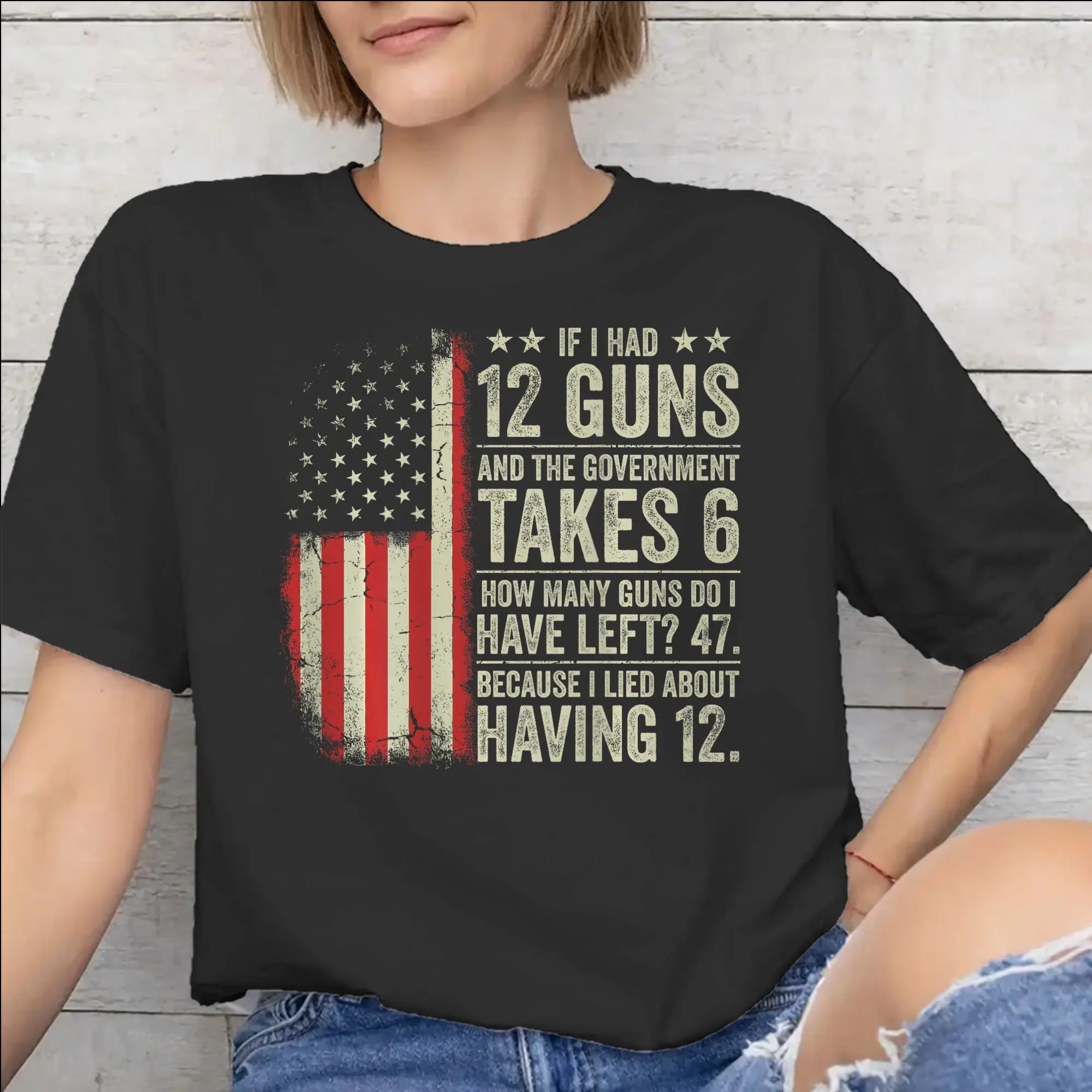 Graphic Printed Funny Saying “If I Had 12 Guns” T Shirt for Men Women  Pure Cotton Tee Shirt Short Sleeve Tops