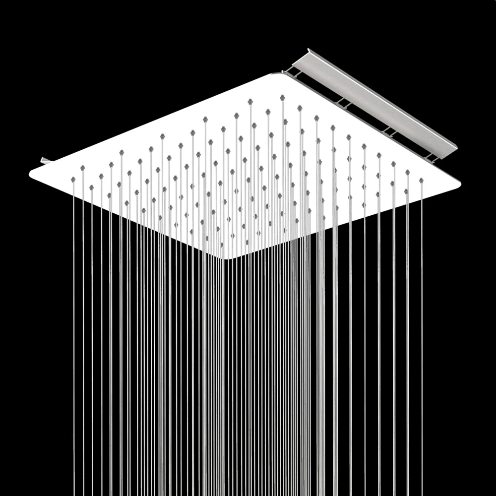 Cabezal de ducha de lluvia de techo de compresión con resorte, cabezales de ducha cuadrados ocultos superiores de 400mm, duchas de acero inoxidable SUS304