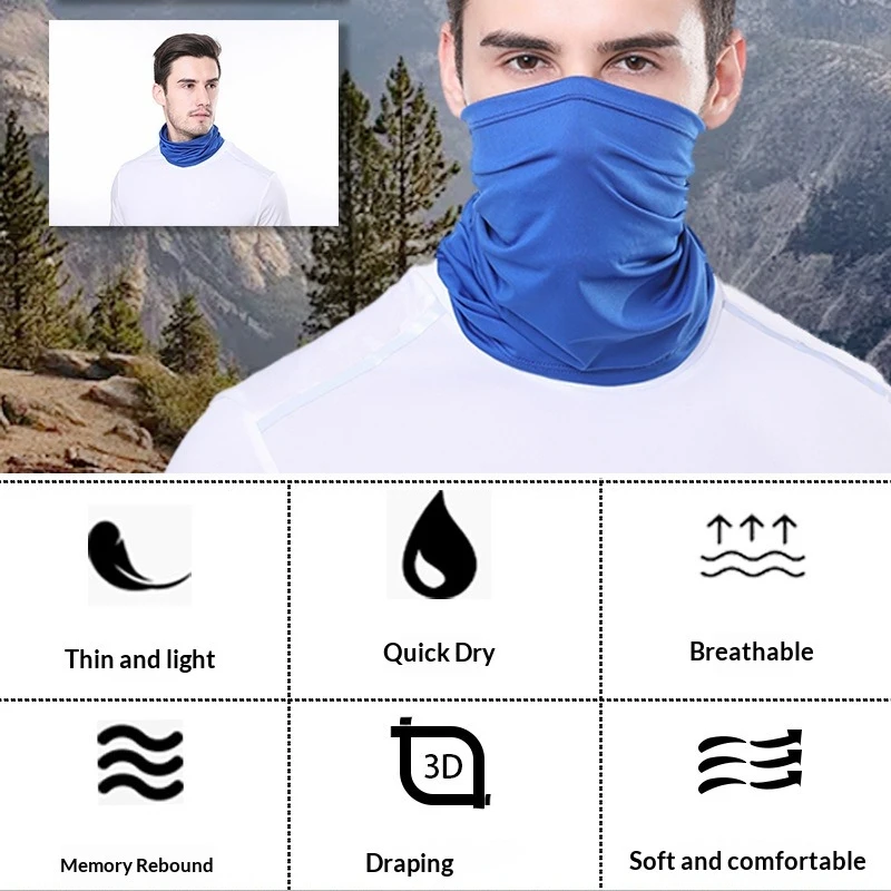 

Cycling Sunscreen Mask Men and Women Sports Cycling Ice Silk Headscarf Fishing Windproof Bicycle Scarf Neck Cover