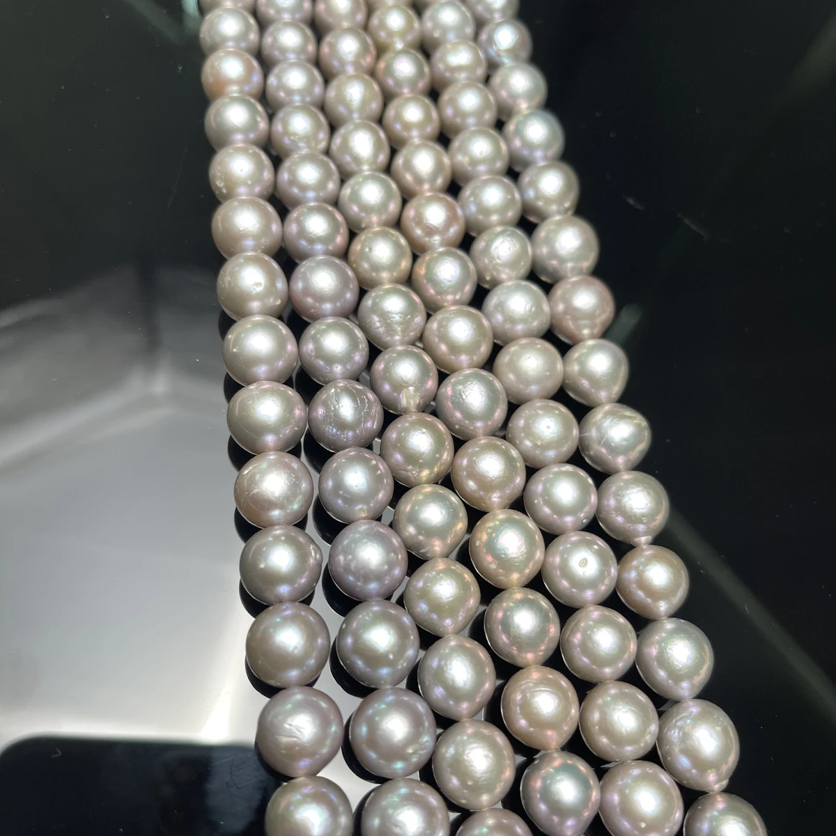 10-12mm 6A Glossy Gray Round Freshwater Pearls, Spacer Loose Beads,For Exquisite Handcrafted Necklace Bracelet Jewelry Presents