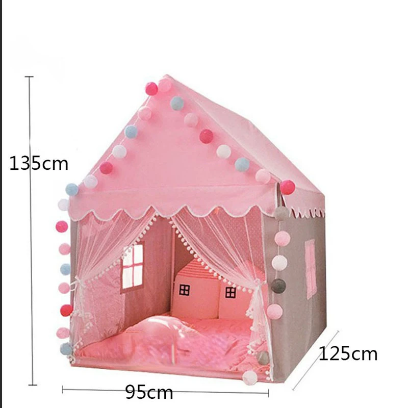 Tienda de campaña portátil para niños, Tipi plegable, casa de juegos para bebés, Castillo de fiesta de princesa rosa para Niñas Grandes, decoración