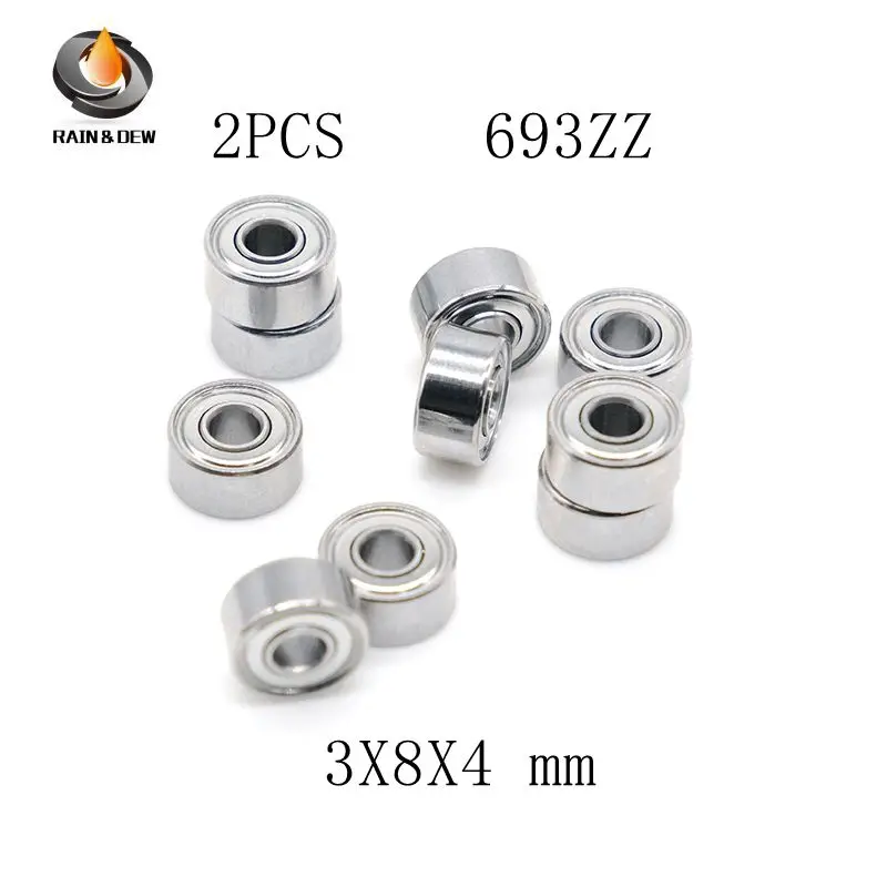 2 قطعة 693ZZ مايكرو الكرات الأخدود العميق 3 مللي متر × 8 مللي متر × 4 مللي متر ABEC-9 محمية لبكرات بكرة الصيد المصغرة #2