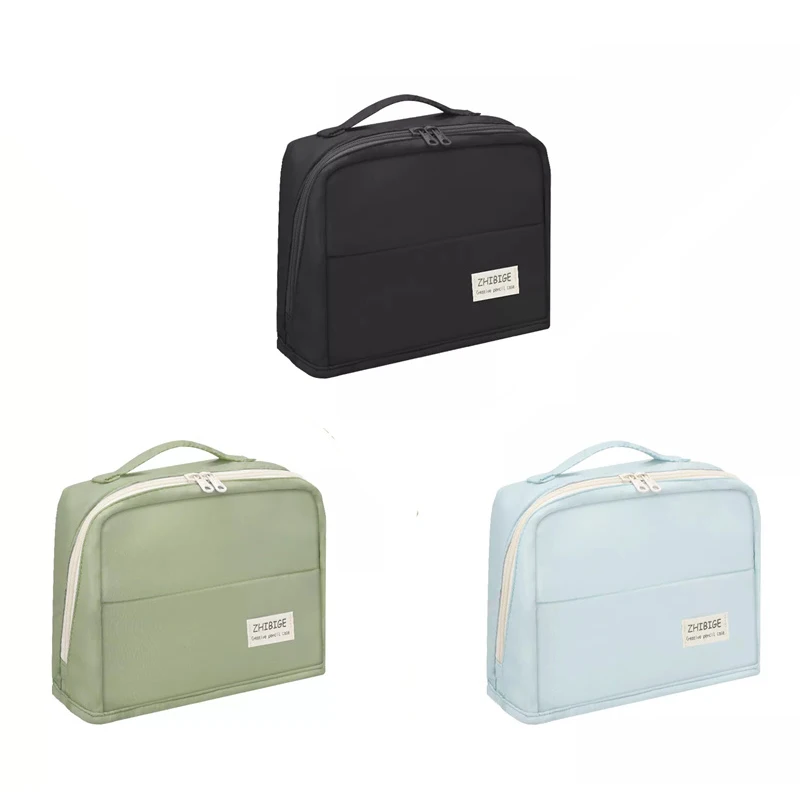 Solid Color Large Capacity Storage Bag Minimalist Multi-functional Multi-layer High Aesthetic Student Stationery Bag 1PC