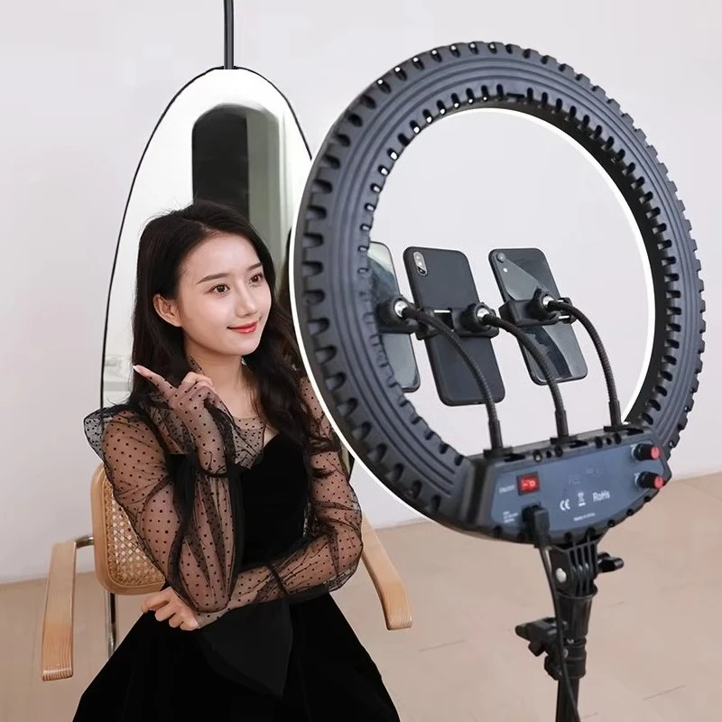 Anillo de Luz LED de 18 Pulgadas con Trípode, Iluminación Regulable para Fotografía en Vivo, Maquillaje y Selfies, en Oferta