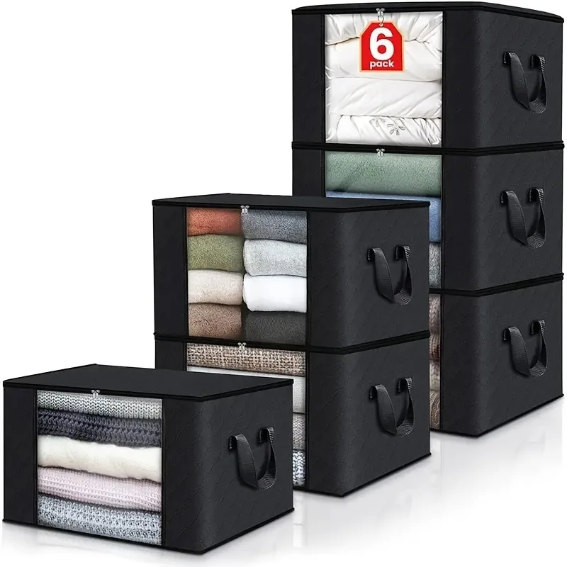 Foldable Storage Box With Large Clear Window And Sturdy Handles For Clothes Blankets Pillows Bedding Closets Dormitories 35 Lite