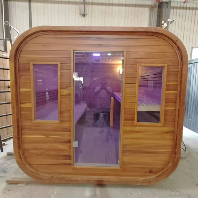 Modern Design Cube Outdoor Sauna  Hemlock Sauna Room for 2 People with Electric Heater and Wet Steam for Villas