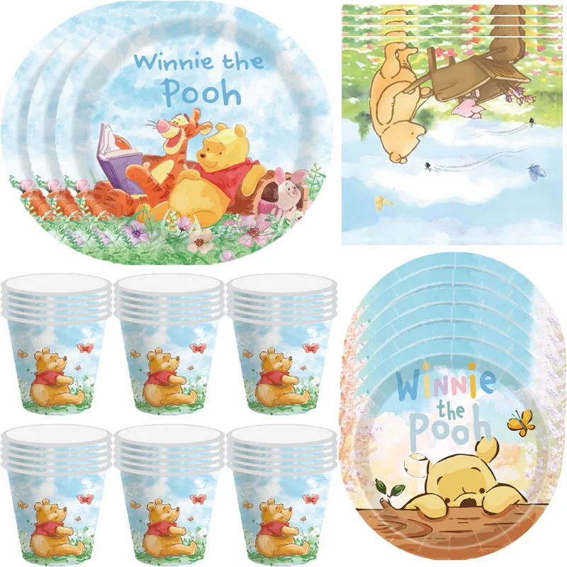 

Disney Winnie The Pooh Birthday Party Decoration Paper Plate Cup Napkin Party Supplies Baby Shower Set