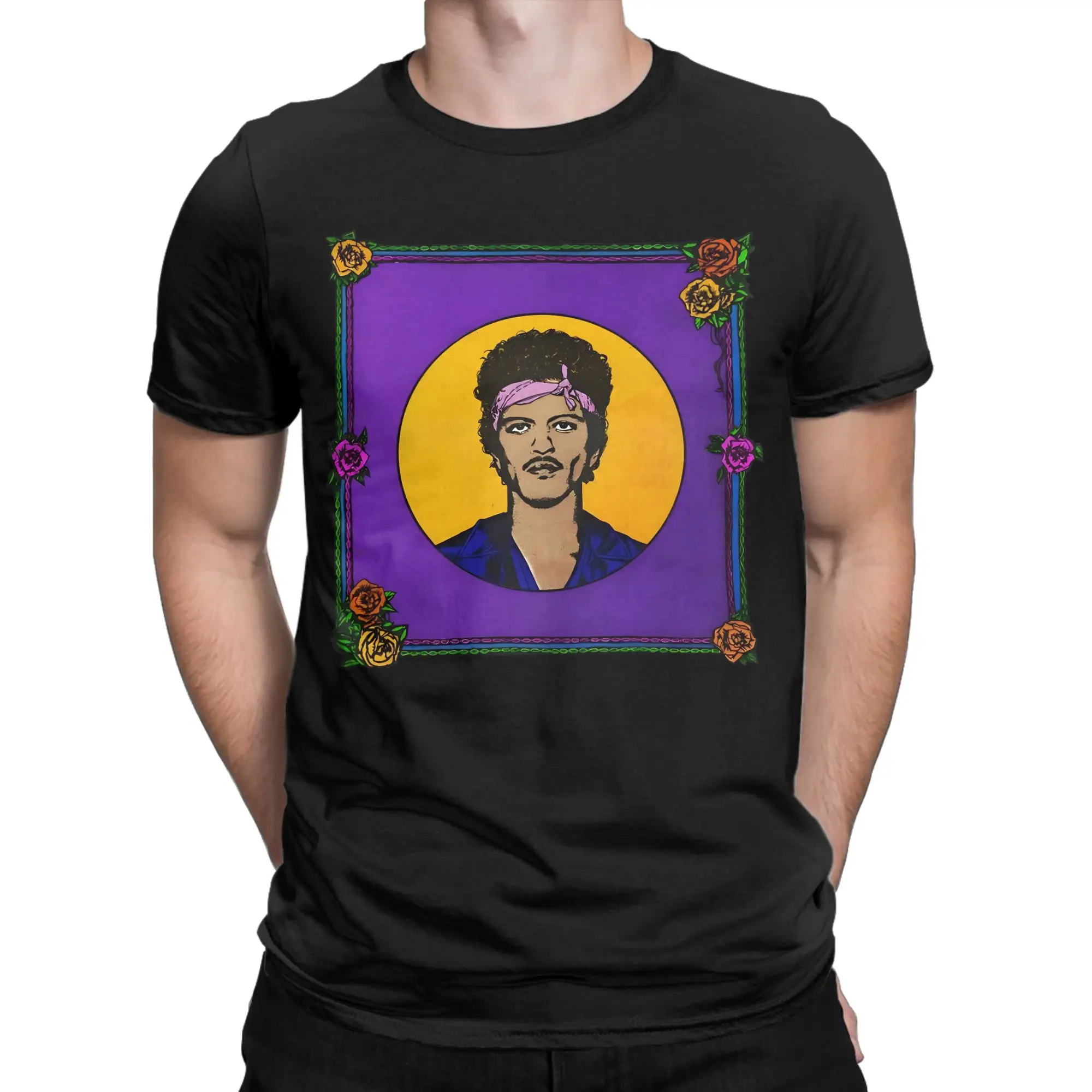 Bruno Mars The Romantic Flower T Shirt Men Pure Cotton Novelty T-Shirts Crew Neck  Tee Shirt Short Sleeve Tops Birthday Gift