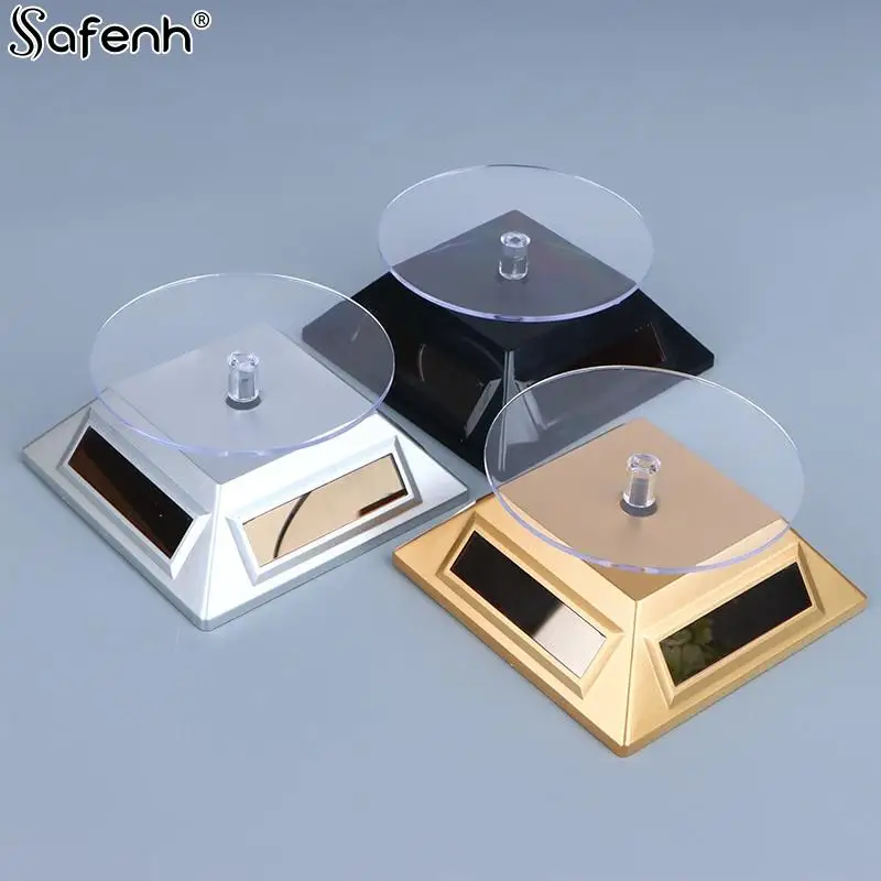 1 قطعة عرض الطاقة الشمسية 360 الدورية الدوار ساعة مجوهرات خاتم الهاتف الدورية عرض موقف رفوف المجوهرات والدعائم حزام ساعة #6