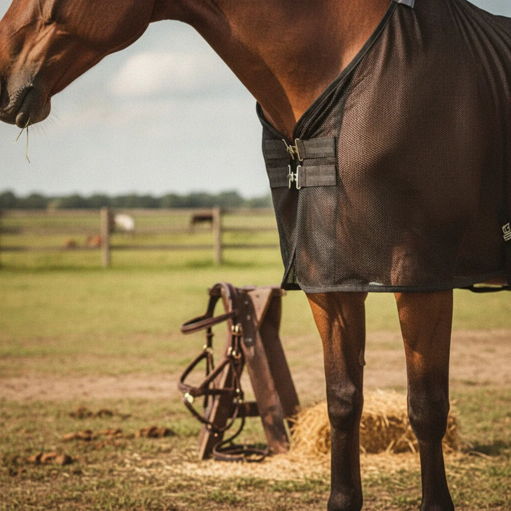 Lightweight Breathable Mesh Fly Rug Equine Fly Sheet Horse Blanket with Secure Fit for Summer Turnout